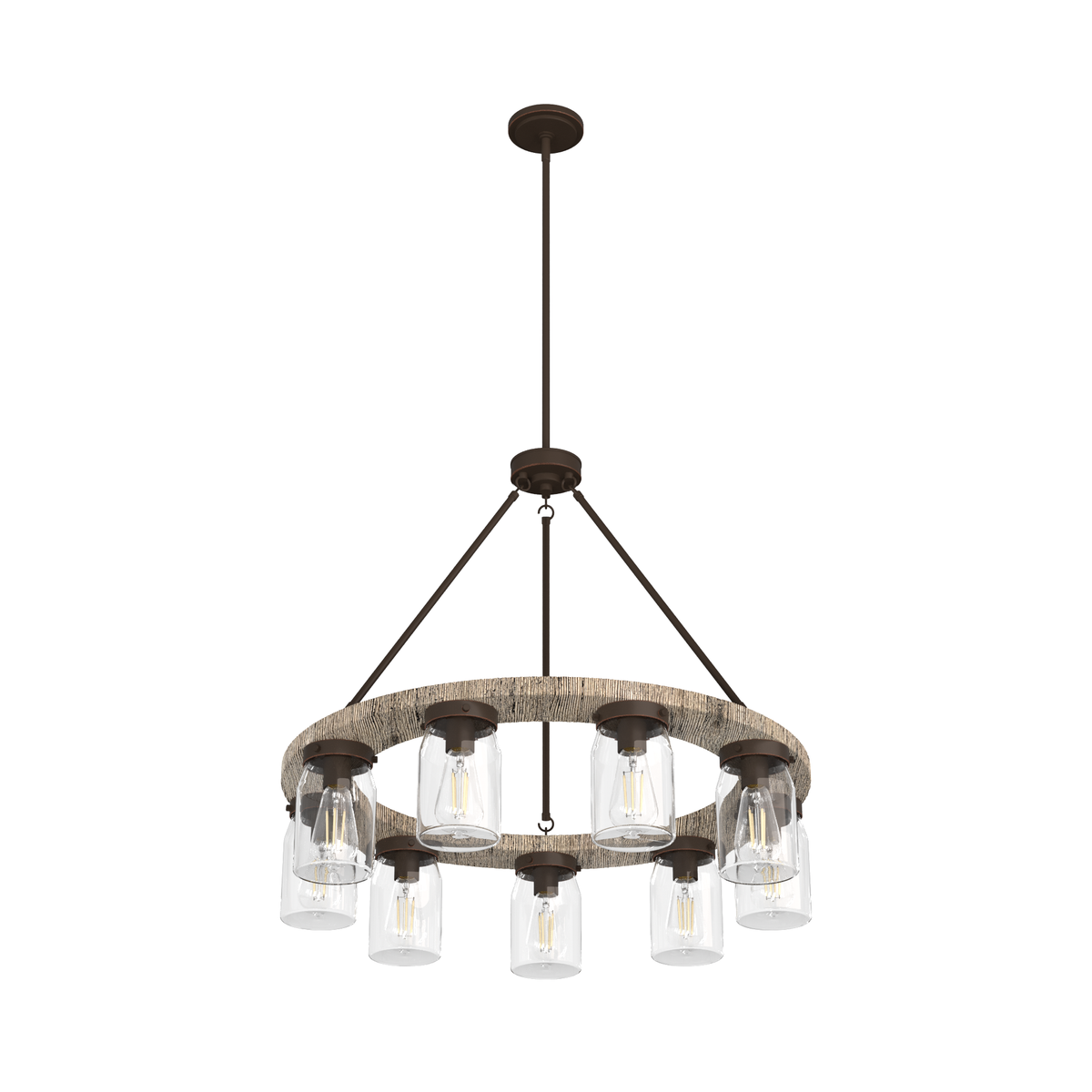 Devon Park 31-inch 9-light Onyx Bengal and Barnwood Chandelier with Clear Glass