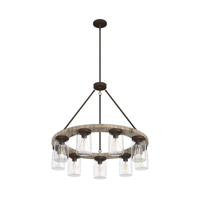 Devon Park 31-inch 9-light Onyx Bengal and Barnwood Chandelier with Clear Glass