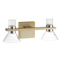 Blake 16-inch 4-light Champagne Gold and Polished Nickel 5CCT LED Vanity Light with Clear and Clear Ribbed Glass