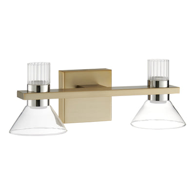 Blake 16-inch 4-light Champagne Gold and Polished Nickel 5CCT LED Vanity Light with Clear and Clear Ribbed Glass