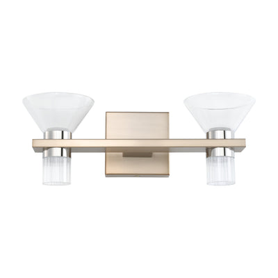 Blake 16-inch 4-light Champagne Gold and Polished Nickel 5CCT LED Vanity Light with Clear and Clear Ribbed Glass