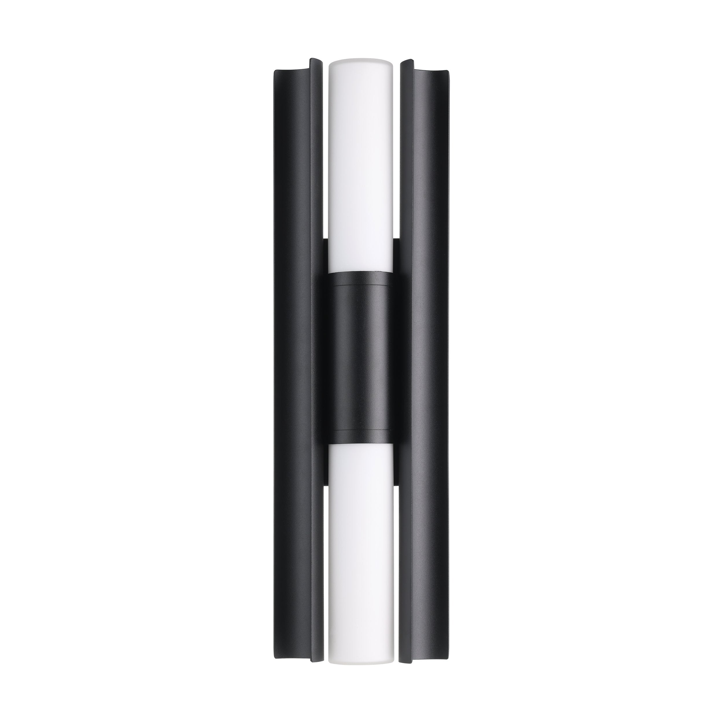 Colton 18-inch 2-light Textured Black 5CCT LED Vanity Light with Etched Opal Glass Shades