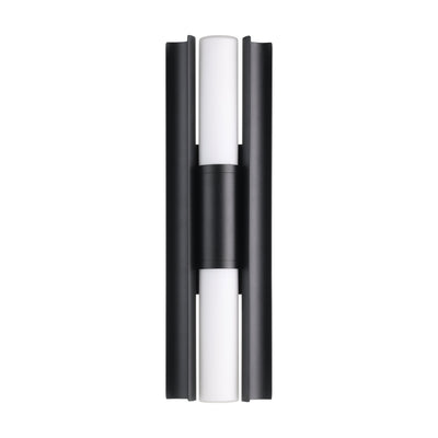 Colton 18-inch 2-light Textured Black 5CCT LED Vanity Light with Etched Opal Glass Shades