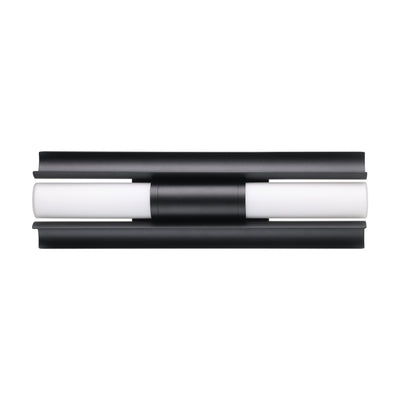 Colton 18-inch 2-light Textured Black 5CCT LED Vanity Light with Etched Opal Glass Shades
