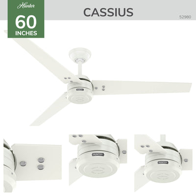 60 inch Cassius ENERGY STAR® Fresh White Damp Rated Ceiling Fan and Wall Control