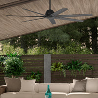 72 inch Downtown ENERGY STAR® Matte Black Damp Rated Ceiling Fan and Wall Control
