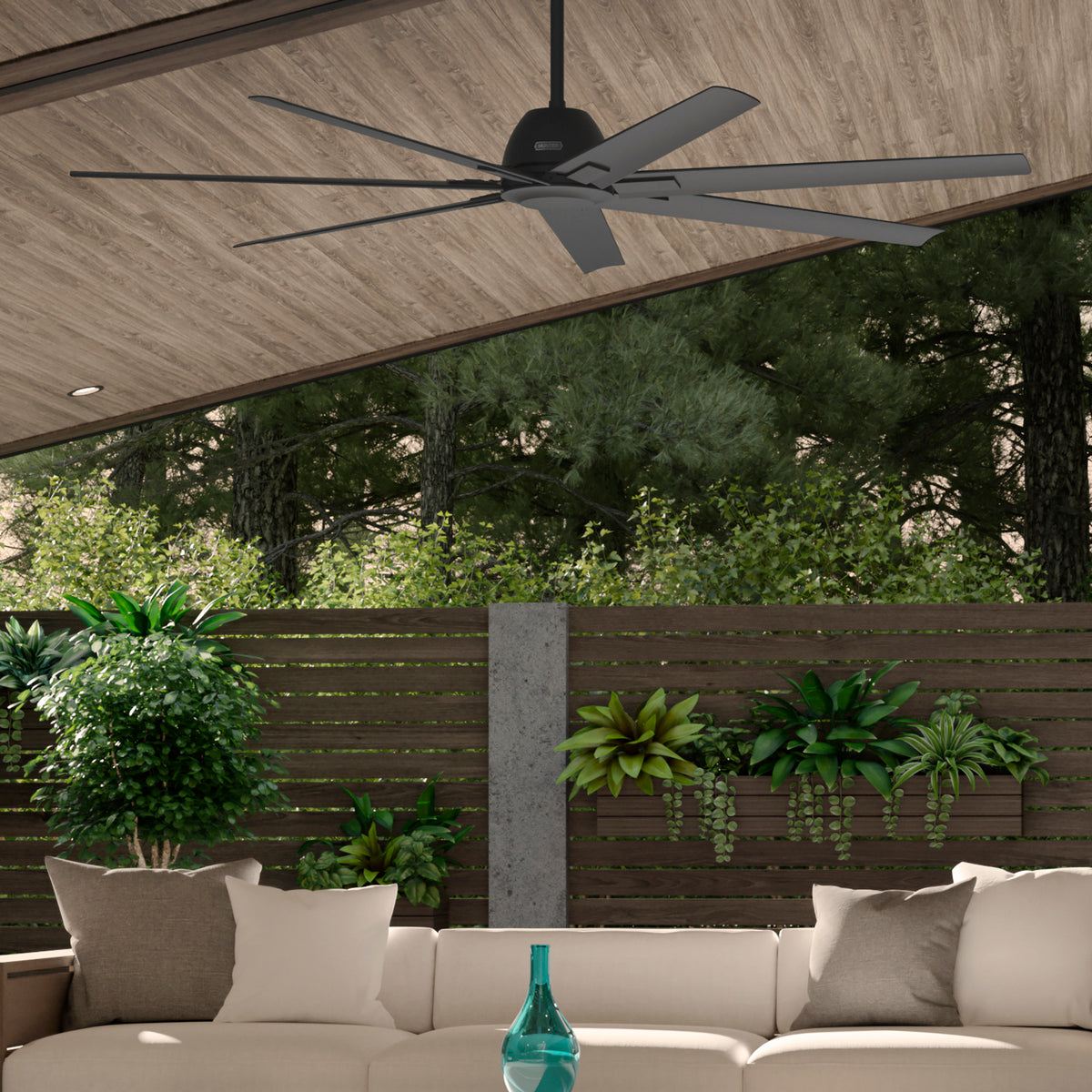 72 inch Downtown ENERGY STAR® Matte Black Damp Rated Ceiling Fan and Wall Control