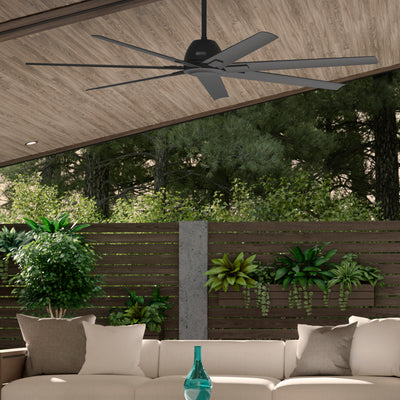 72 inch Downtown ENERGY STAR® Matte Black Damp Rated Ceiling Fan and Wall Control