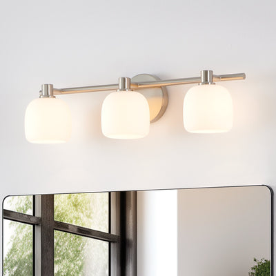 Valentina 24-inch 3-light Brushed Nickel Vanity Light with Etched Opal Glass Shades