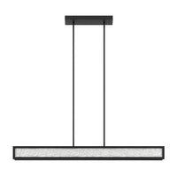 Courtney 48-inch Textured Black 5CCT LED Linear Chandelier with Clear Water Glass