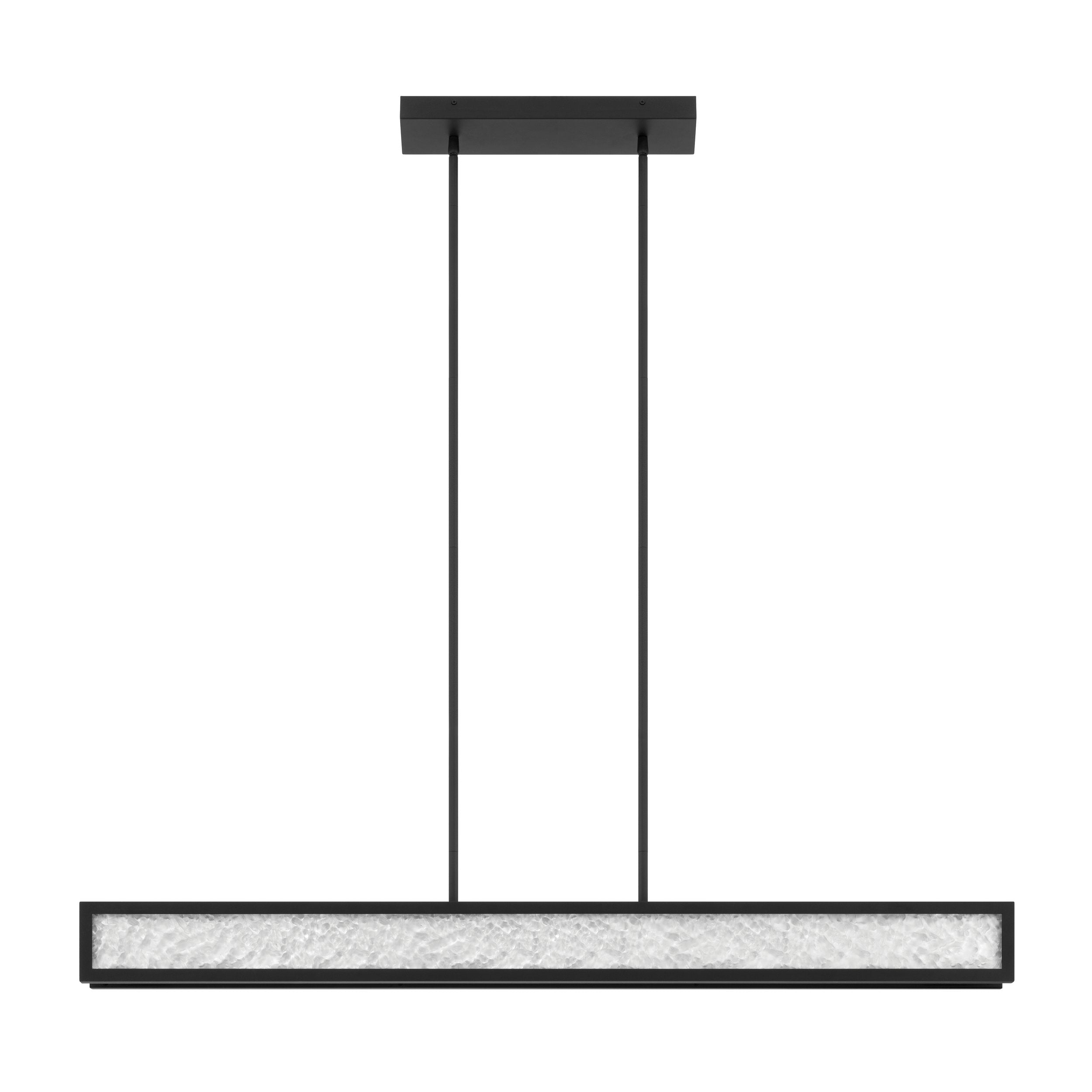 Courtney 48-inch Textured Black 5CCT LED Linear Chandelier with Clear Water Glass