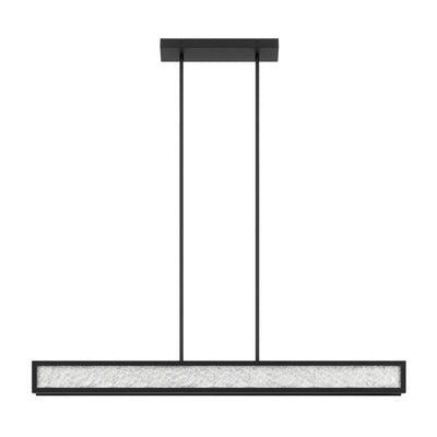 Courtney 48-inch Textured Black 5CCT LED Linear Chandelier with Clear Water Glass