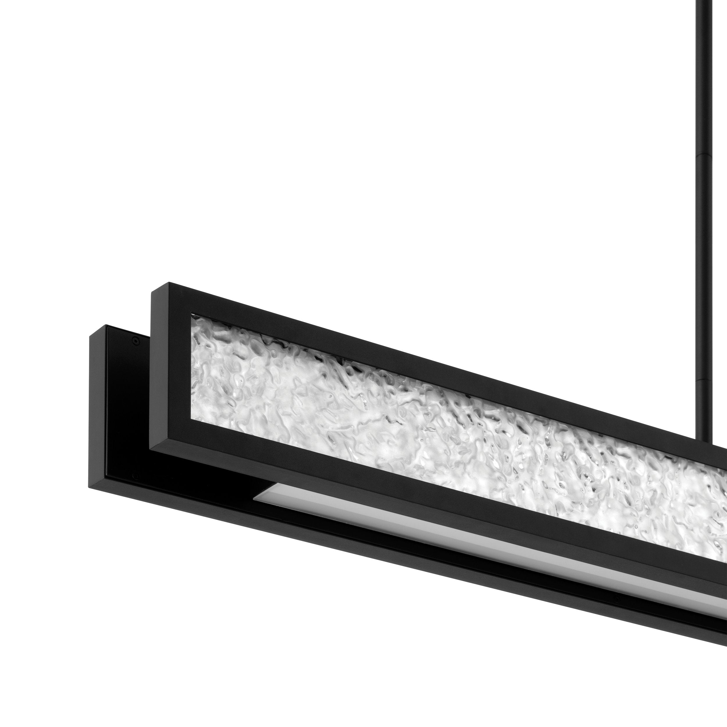 Courtney 48-inch Textured Black 5CCT LED Linear Chandelier with Clear Water Glass