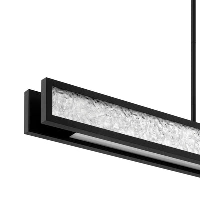 Courtney 48-inch Textured Black 5CCT LED Linear Chandelier with Clear Water Glass