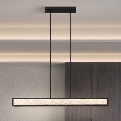 Courtney 48-inch Textured Black 5CCT LED Linear Chandelier with Clear Water Glass
