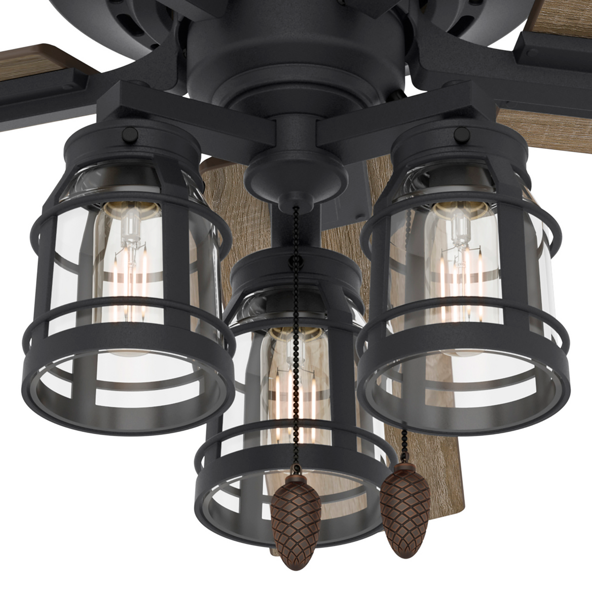 52 inch Vista Natural Black Iron Ceiling Fan with LED Light Kit and Pull Chain