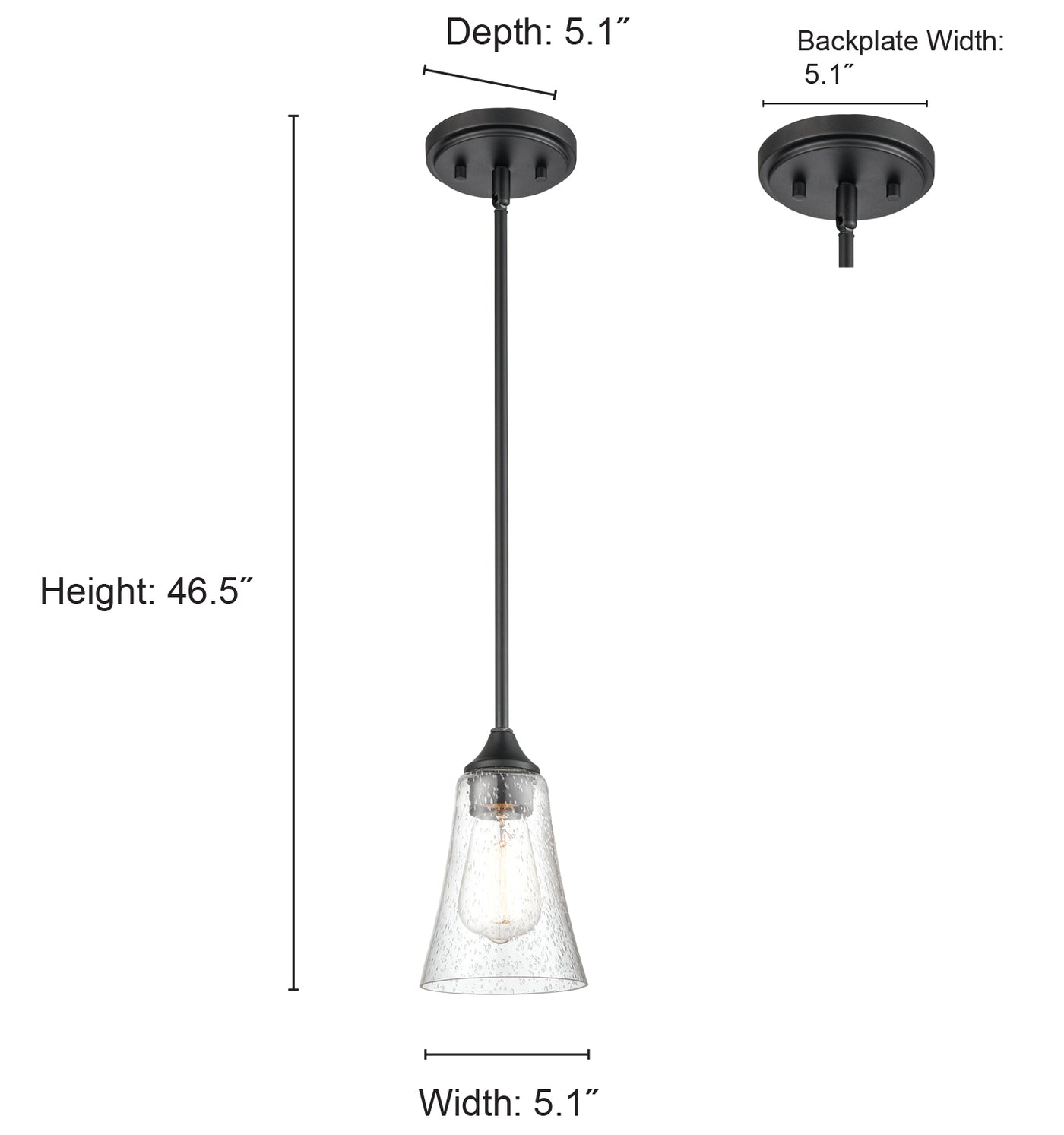 6.75'' Natalie Matte Black 1 Light Pendant