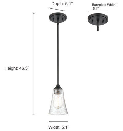 6.75'' Natalie Matte Black 1 Light Pendant