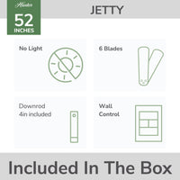 52 inch Jetty Matte Silver WeatherMax Indoor / Outdoor Ceiling Fan and Wall Control