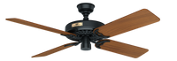 52 inch Original Matte Black Damp Rated Ceiling Fan and Pull Chain