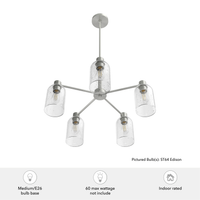 Lochemeade 26-inch 5-light Brushed Nickel Chandelier with Seeded Glass