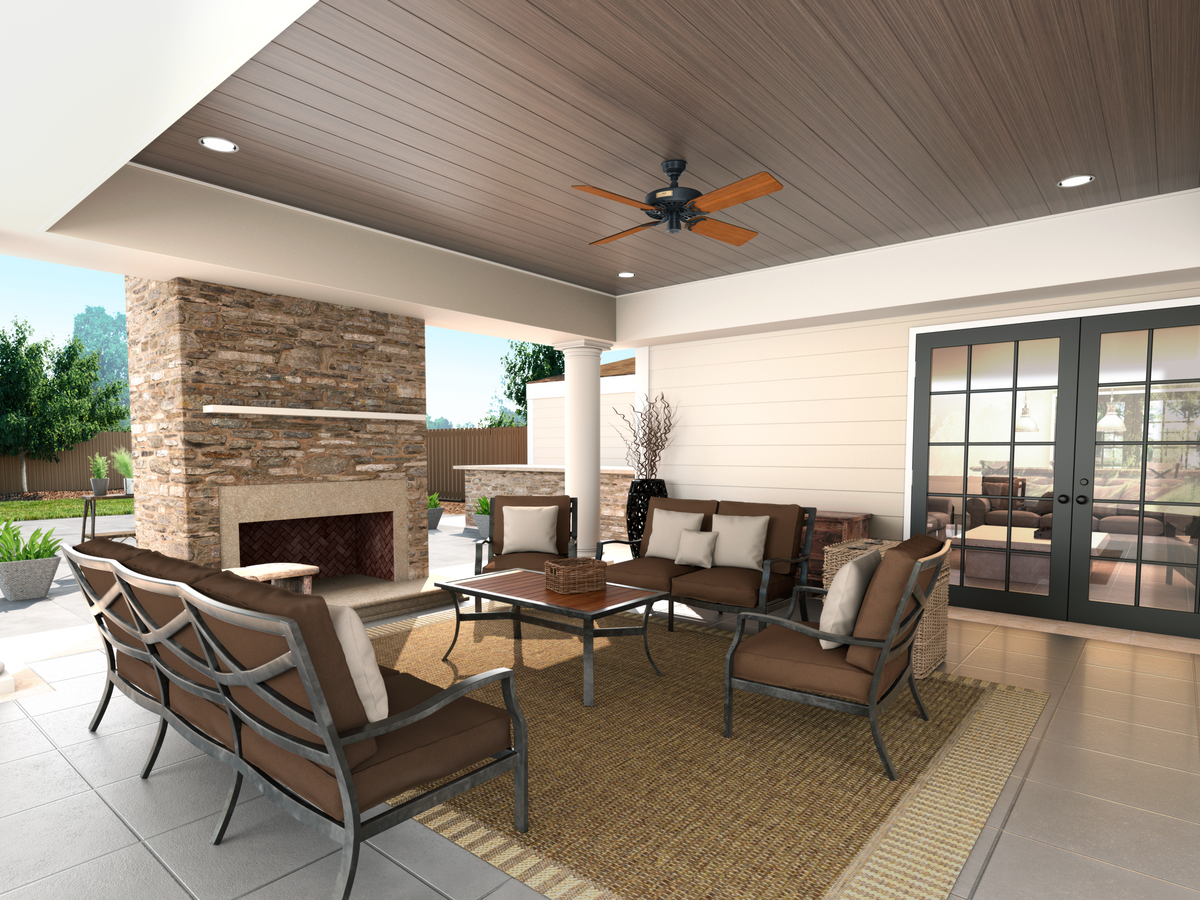 52 inch Original Matte Black Damp Rated Ceiling Fan
