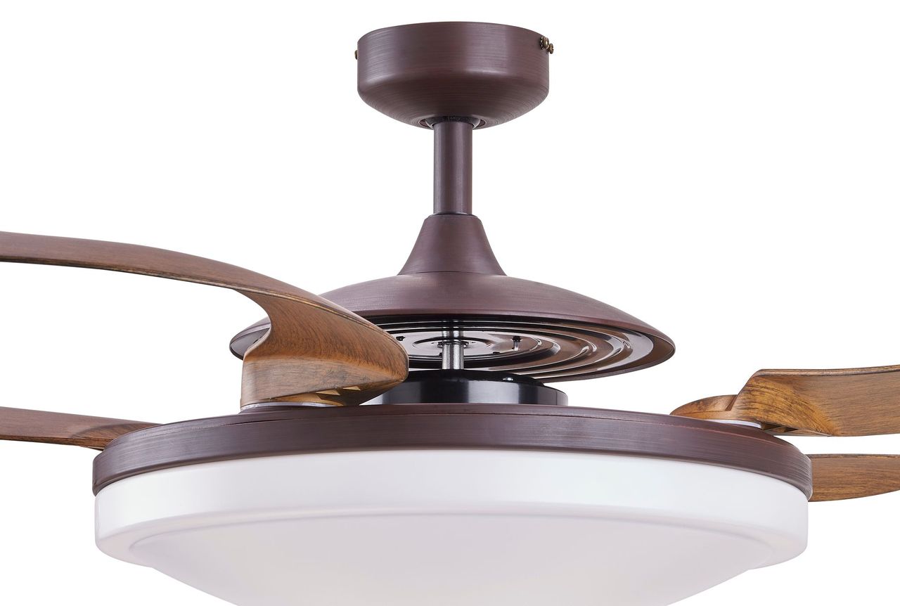 EVO2 48 Inch 3 Light Bronze Fan with Retractable Blades