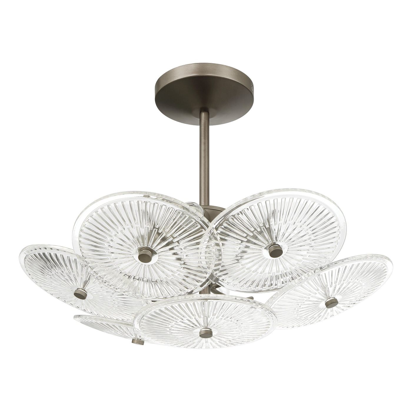 Avril 18-inch 4-light Forged Bronze Convertible Pendant with Clear Starburst Glass Shade