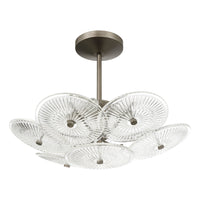 Avril 18-inch 4-light Forged Bronze Convertible Pendant with Clear Starburst Glass Shade