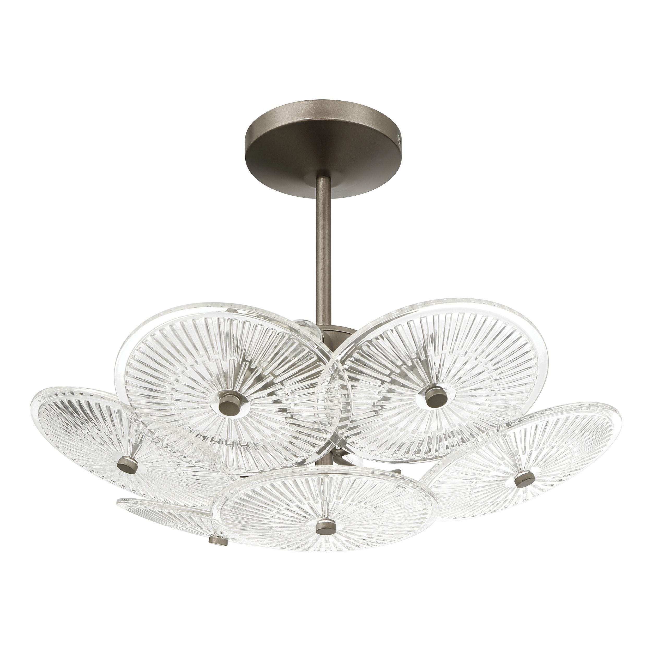 Avril 18-inch 4-light Forged Bronze Convertible Pendant with Clear Starburst Glass Shade
