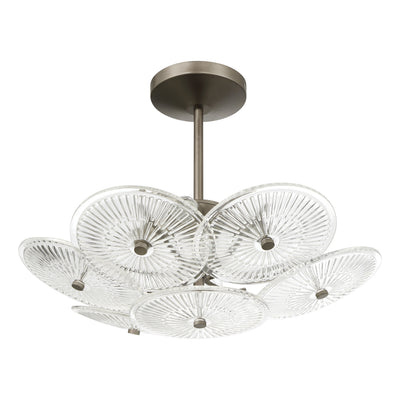 Avril 18-inch 4-light Forged Bronze Convertible Pendant with Clear Starburst Glass Shade