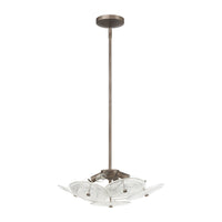 Avril 18-inch 4-light Forged Bronze Convertible Pendant with Clear Starburst Glass Shade