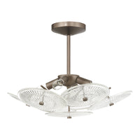 Avril 18-inch 4-light Forged Bronze Convertible Pendant with Clear Starburst Glass Shade