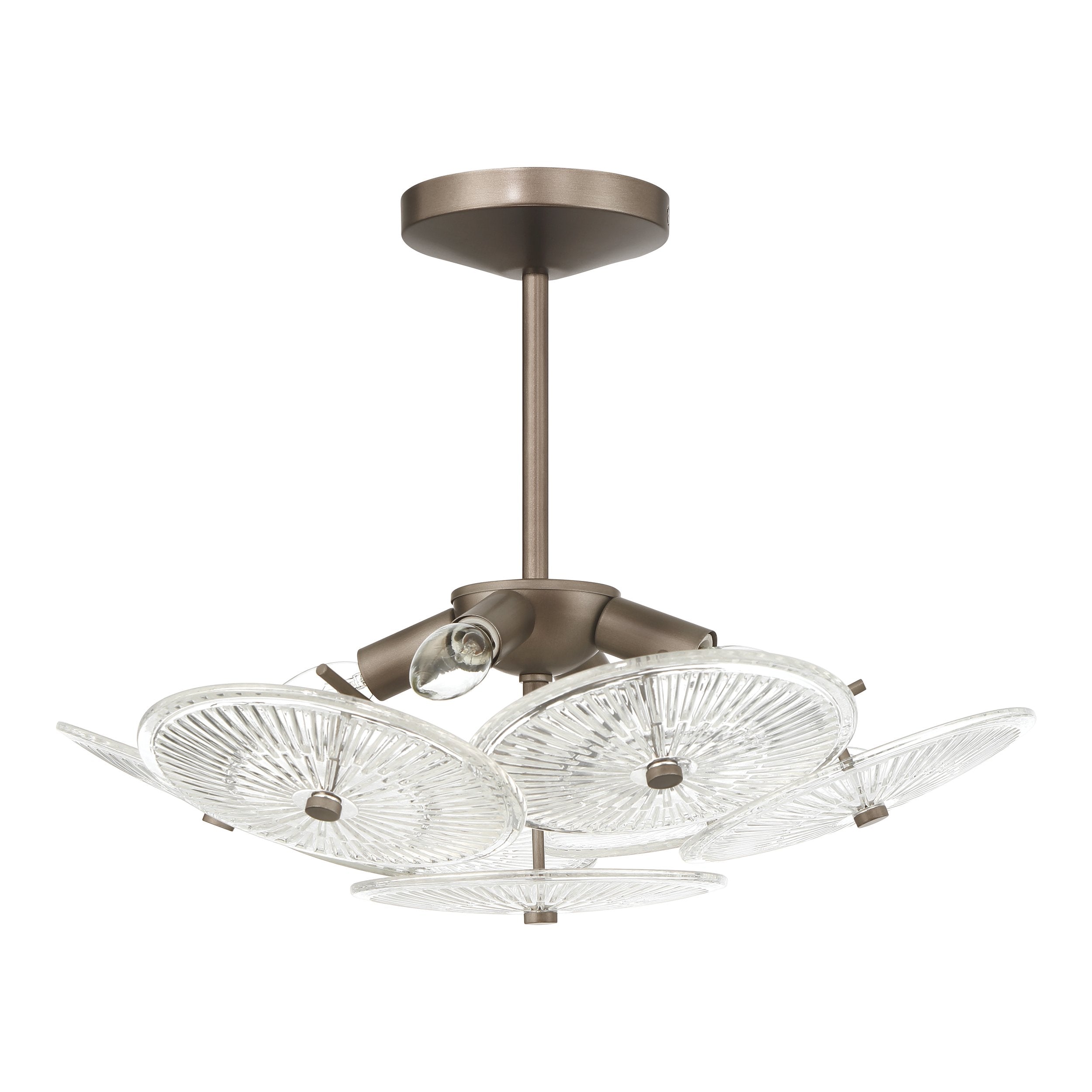 Avril 18-inch 4-light Forged Bronze Convertible Pendant with Clear Starburst Glass Shade