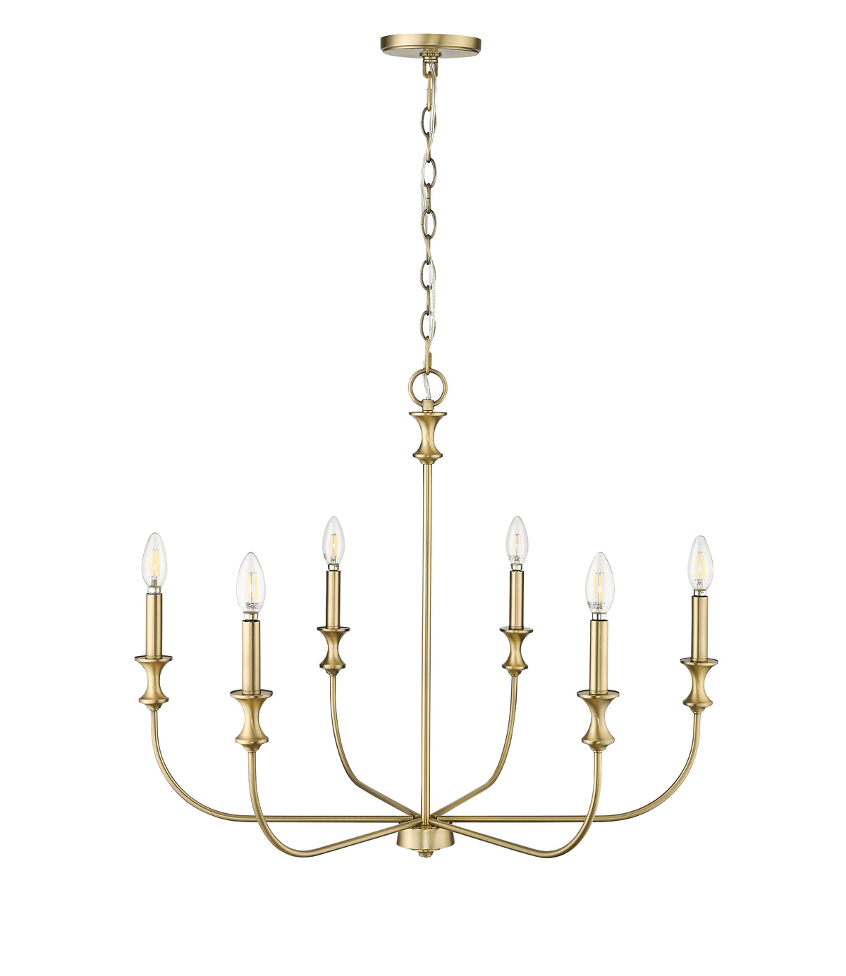 25'' Savanne Vintage Brass 6 Light Chandelier