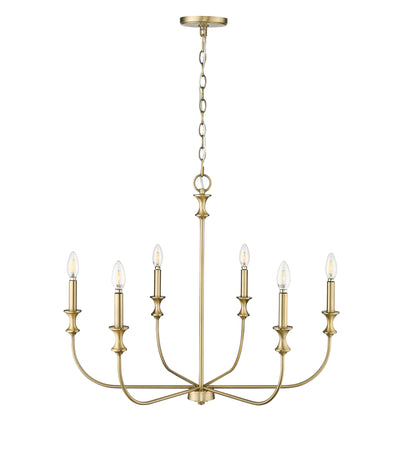 25'' Savanne Vintage Brass 6 Light Chandelier