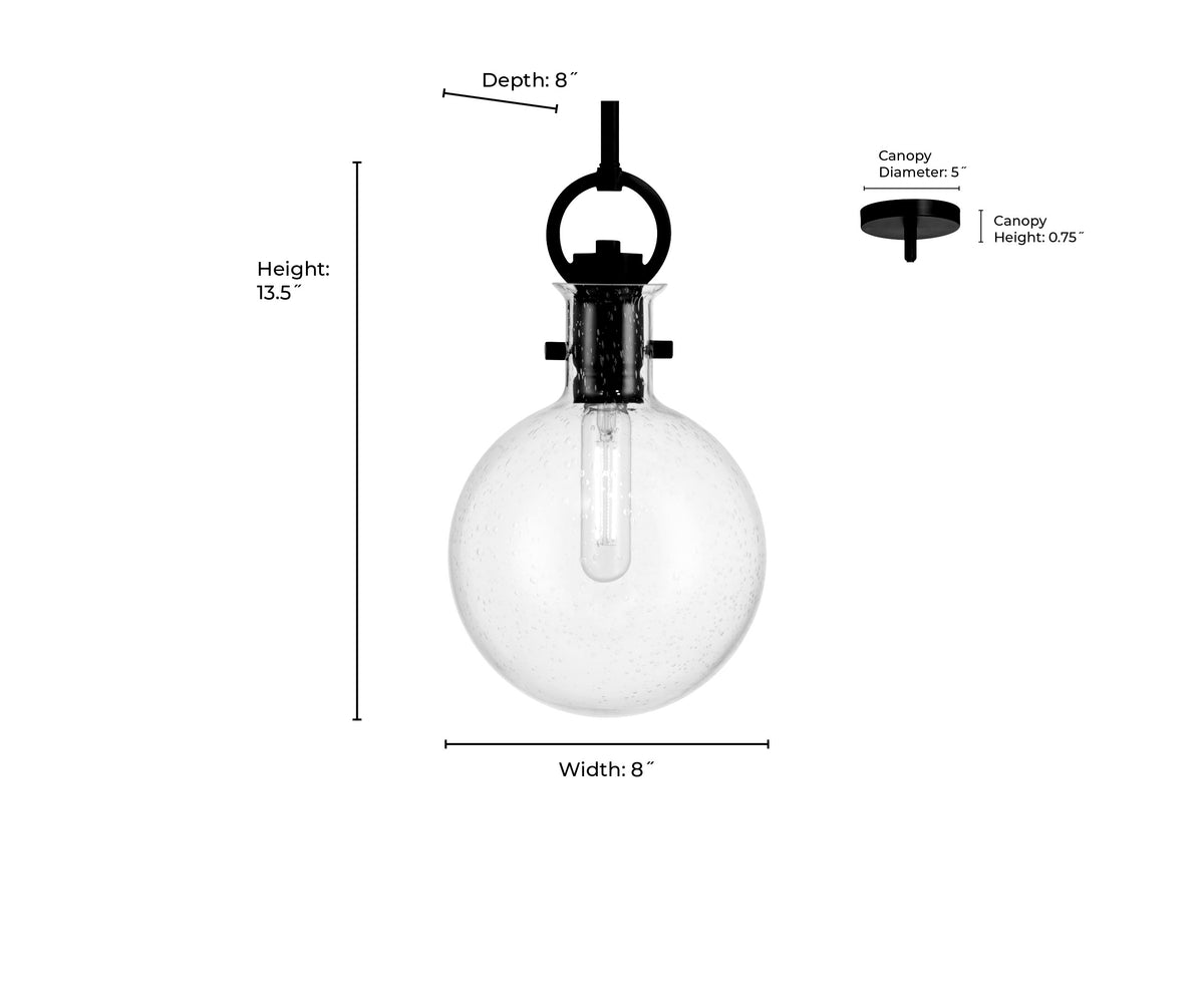 13.5'' Glanora Matte Black 1 Light Mini Pendant