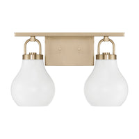 Mansfield 16-inch 2-light Champagne Gold Vanity Light with Opal Glass Shades