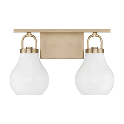 Mansfield 16-inch 2-light Champagne Gold Vanity Light with Opal Glass Shades
