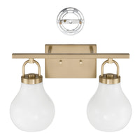 Mansfield 16-inch 2-light Champagne Gold Vanity Light with Opal Glass Shades