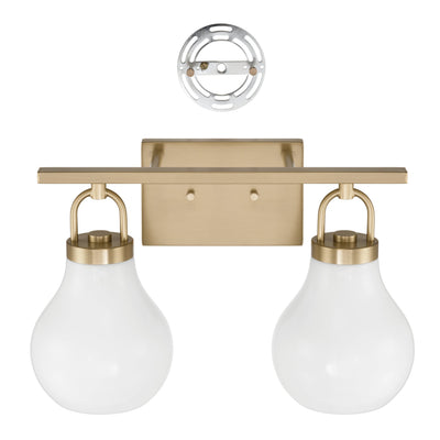 Mansfield 16-inch 2-light Champagne Gold Vanity Light with Opal Glass Shades