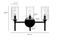 19'' Chastine Matte Black 3 Light Bath Vanity
