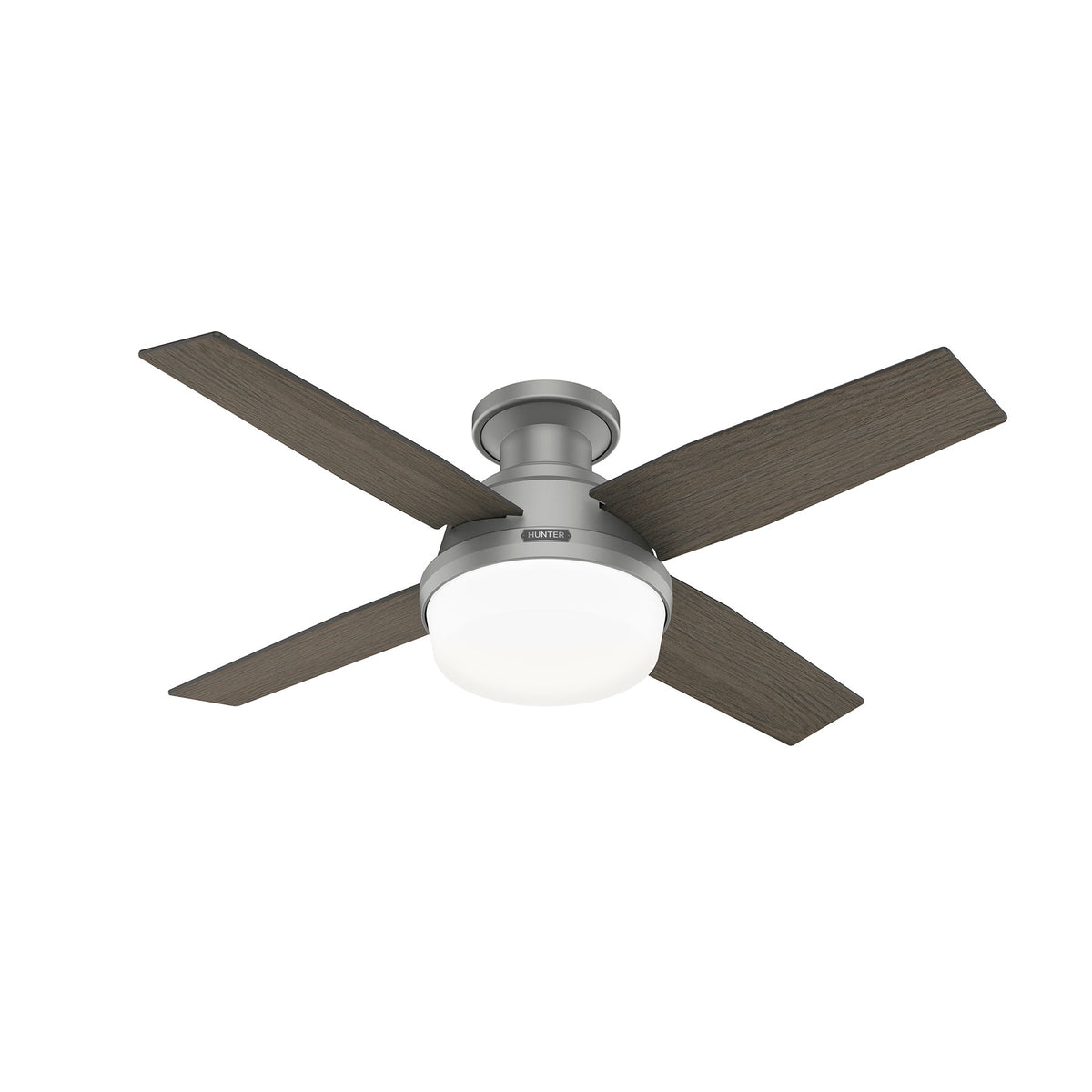 44 inch Dempsey Matte Silver Low Profile Ceiling Fan with LED Light Kit and Handheld Remote