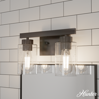 Hartland 13-inch 2-light Noble Bronze Vanity Light with Seeded Glass