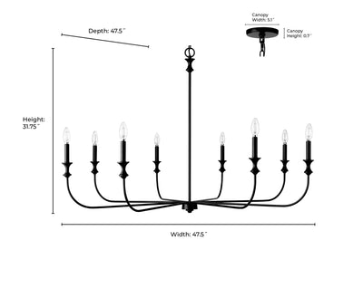 31.75'' Savanne Matte Black 8 Light Chandelier