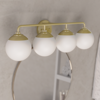 Hepburn 30-inch 4-light Modern Brass Vanity Light with Cased White Glass