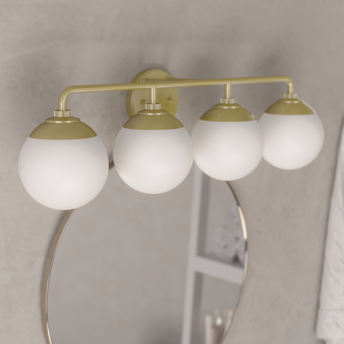 Hepburn 30-inch 4-light Modern Brass Vanity Light with Cased White Glass