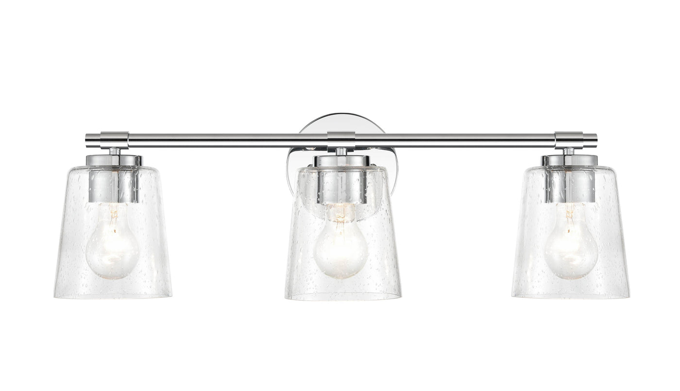 24.5-inch Chrome 3-Light Clear Seeded Glass Bathroom Vanity Light