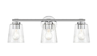 24.5-inch Chrome 3-Light Clear Seeded Glass Bathroom Vanity Light
