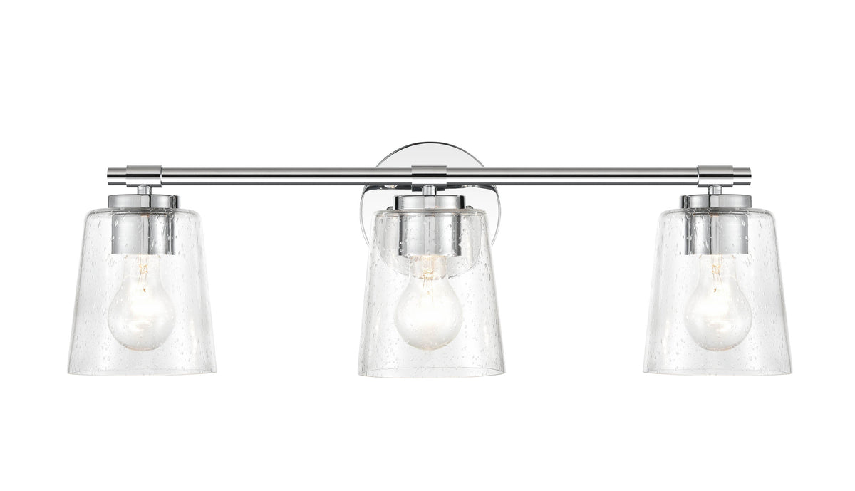 24.5-inch Chrome 3-Light Clear Seeded Glass Bathroom Vanity Light